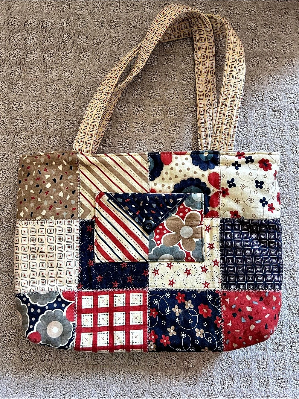 Patchwork Quilted Tote in Multicolor